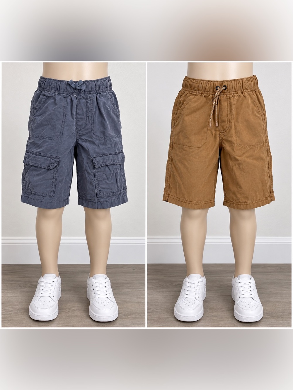 JUMPING BEANS Blue & Brown Kids Boys Shorts size 8 Lot of 2